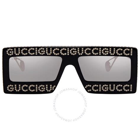 gucci black silver gg0431s|Gucci Silver Rectangular Ladies Sunglasses GG0431S 001 58.